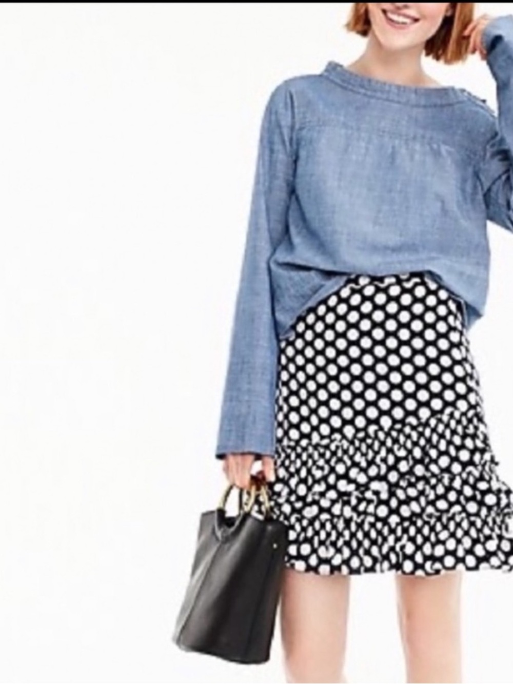 J. Crew Polka Dot Ruffle Skirt